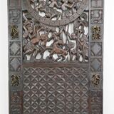African door in carved wood and bronze of village chief Baboun, Cameroon, early 20th century