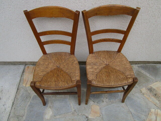 2 antique straw chairs