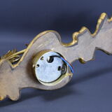 Pair of walled carved wood wall lamps
