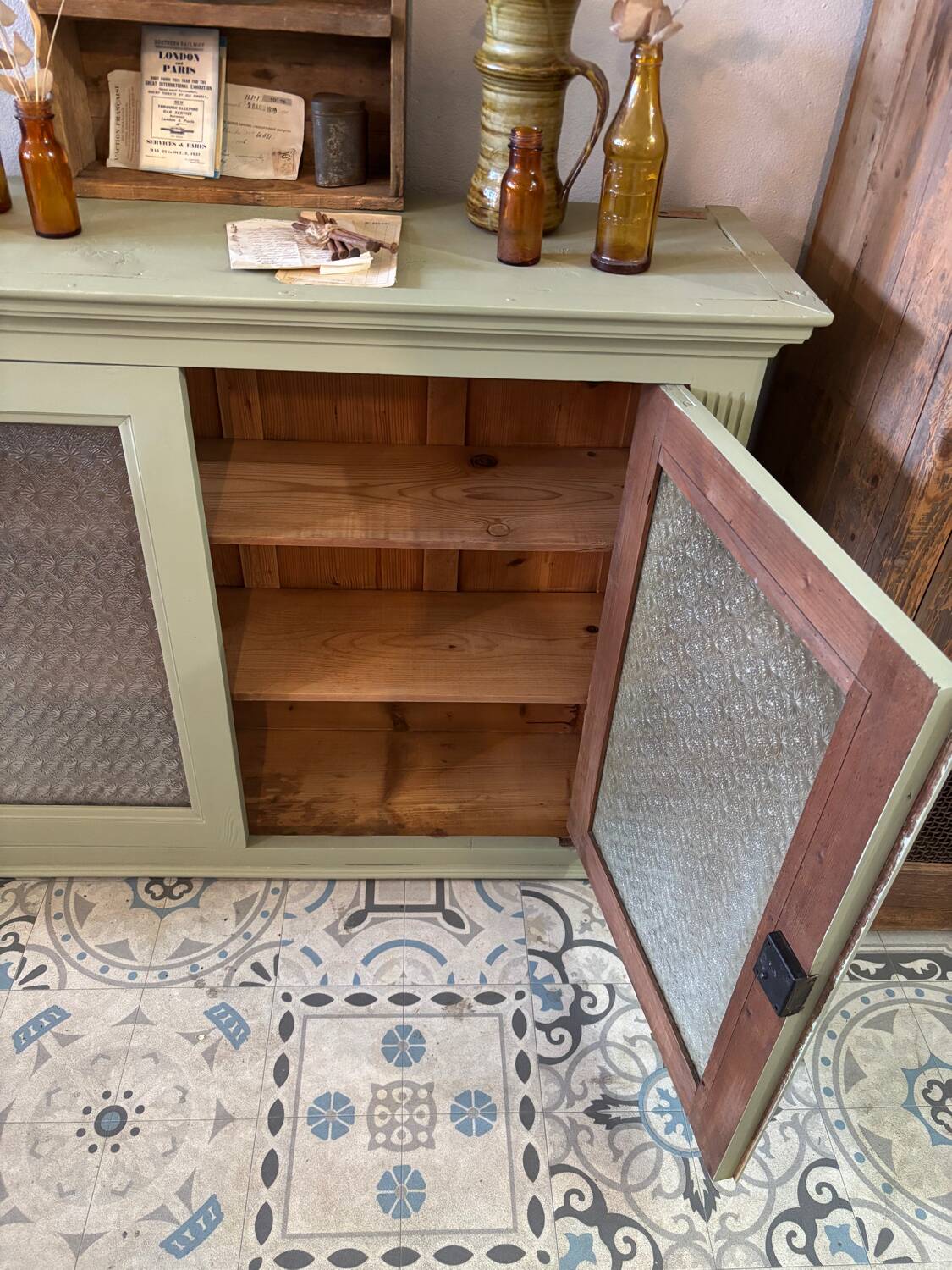 Khaki glass sideboard