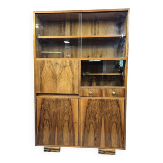 Renovated walnut bookcase, Poland 1958r.