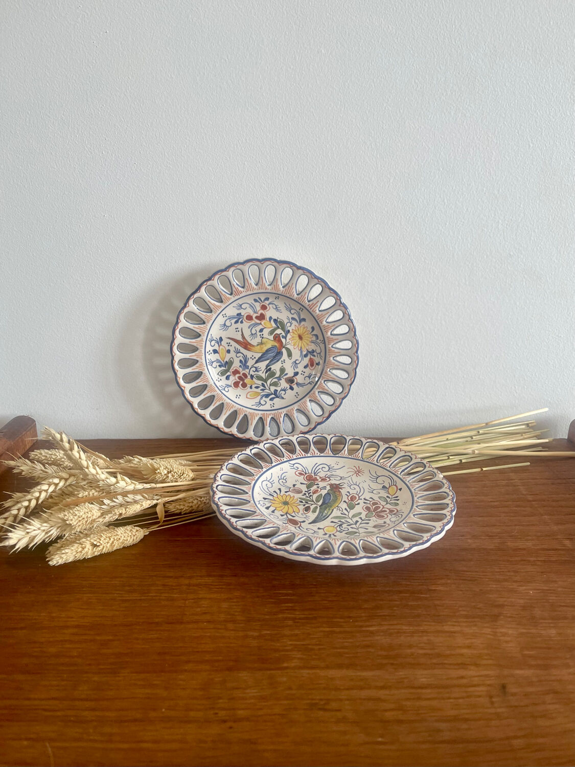 Pair of Rouen earthenware plates