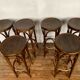 Series of 6 bar stools in curved wood