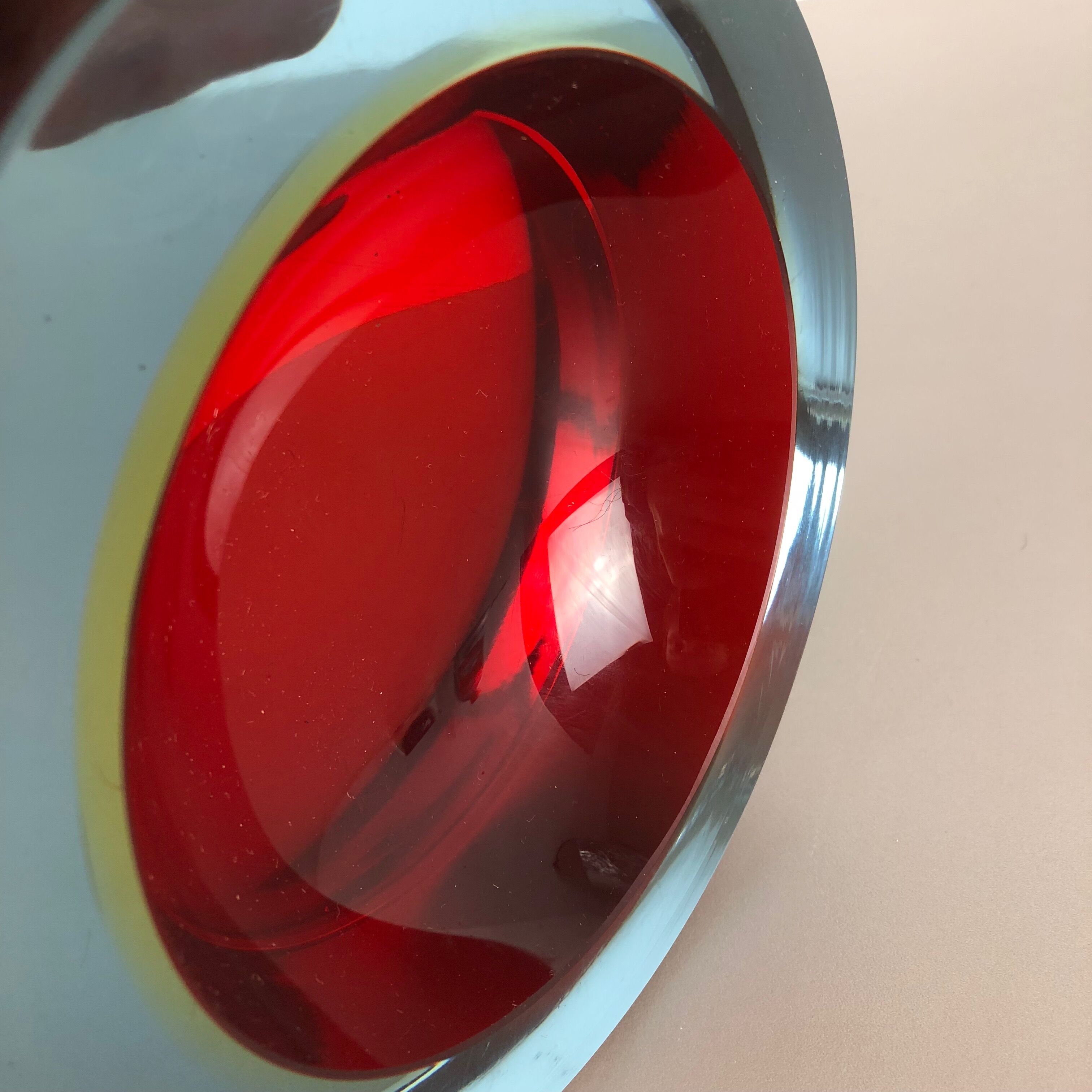 Rare Extra Large Sommerso Bowl Murano Vetri Glass by Cenedese, Italy, 1970s