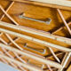 Commode chêne et rotin 1960