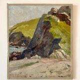 Peinture à l'huile sur toile "Falaise et mer" n°22