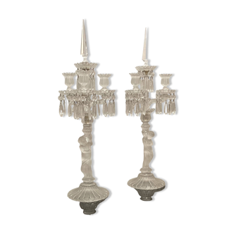 Paire de chandelier type girandoles en baccarat époque Napoléon 3