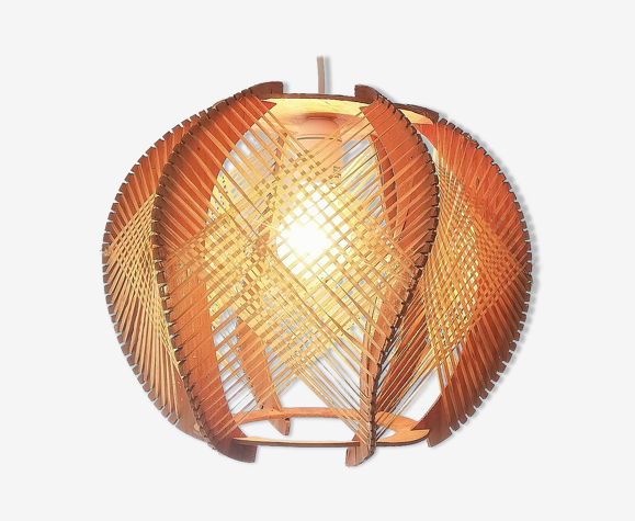 Plafonnier vintage en bois des années 1960