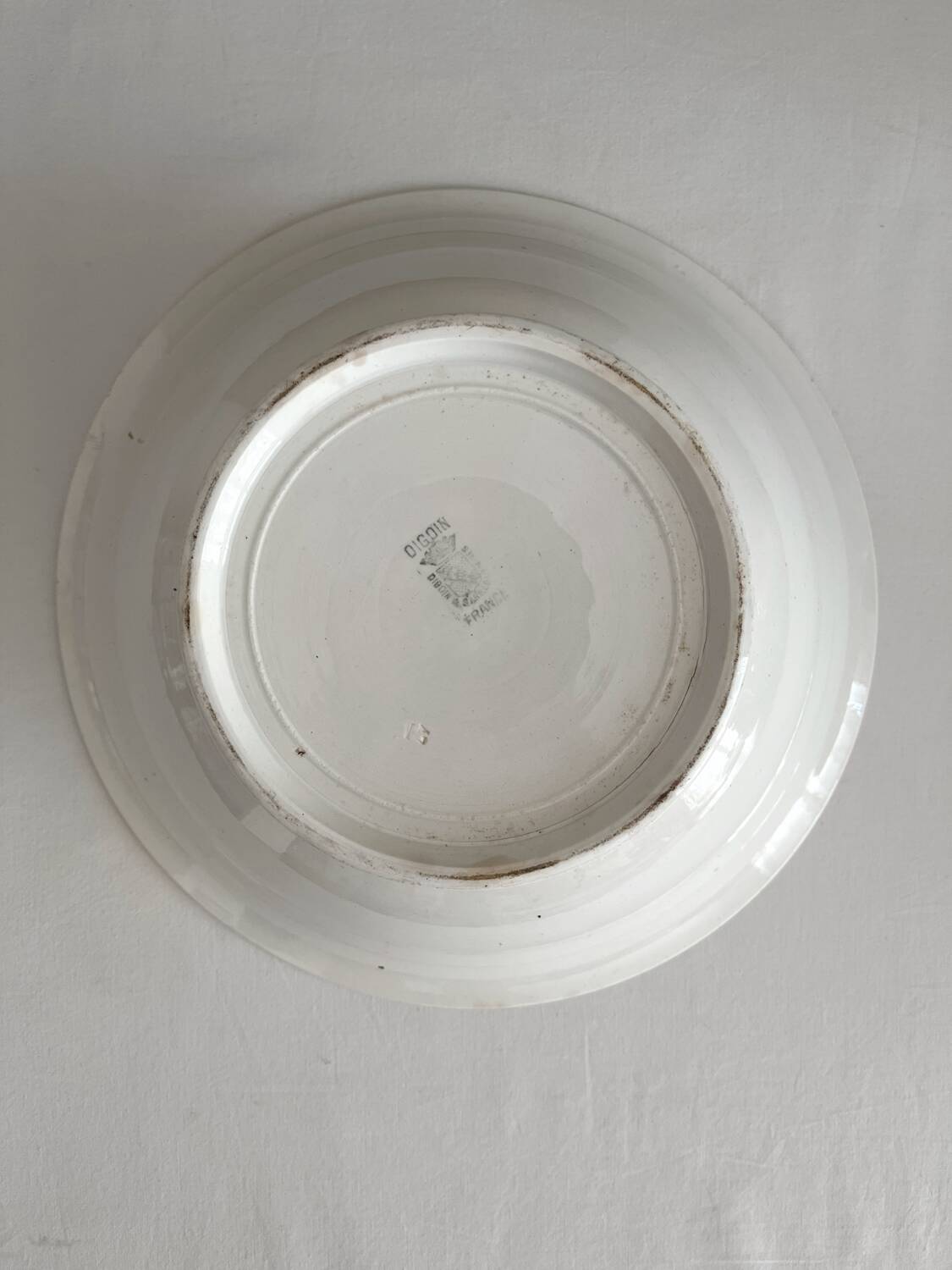 White earthenware salad bowl from Digoin Sarreguemines