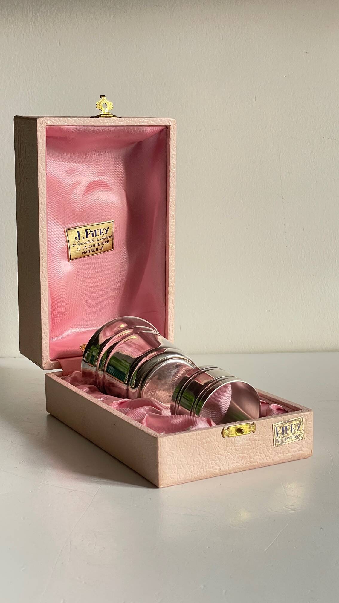 Silver-plated glass and napkin ring by UDNER