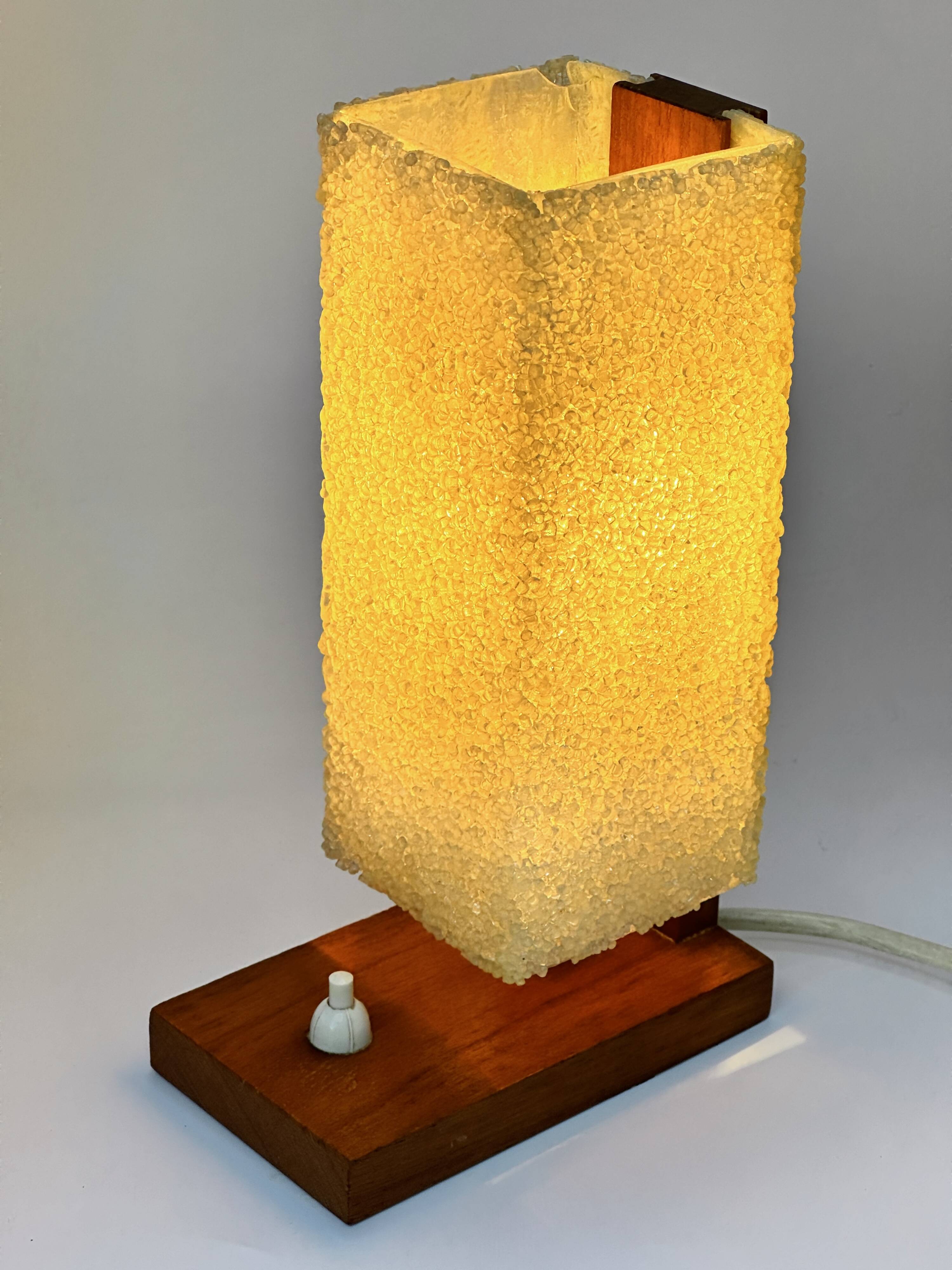 Scandinavian teak and acrylic granite desk lamp, 1950s