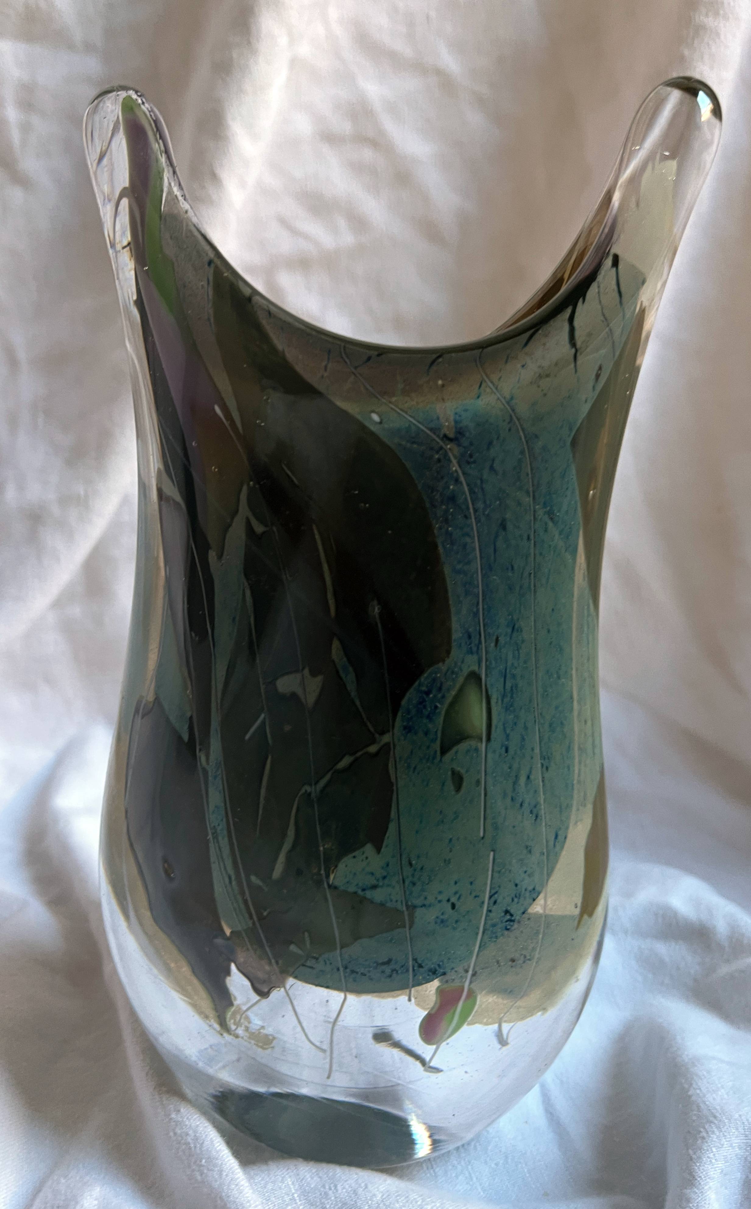 Glass paste vase signed François Le Lonquer (1945-1991) dated 1984
