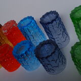 Set verre coloré 'textured bark' par Geoffrey Baxter 60's