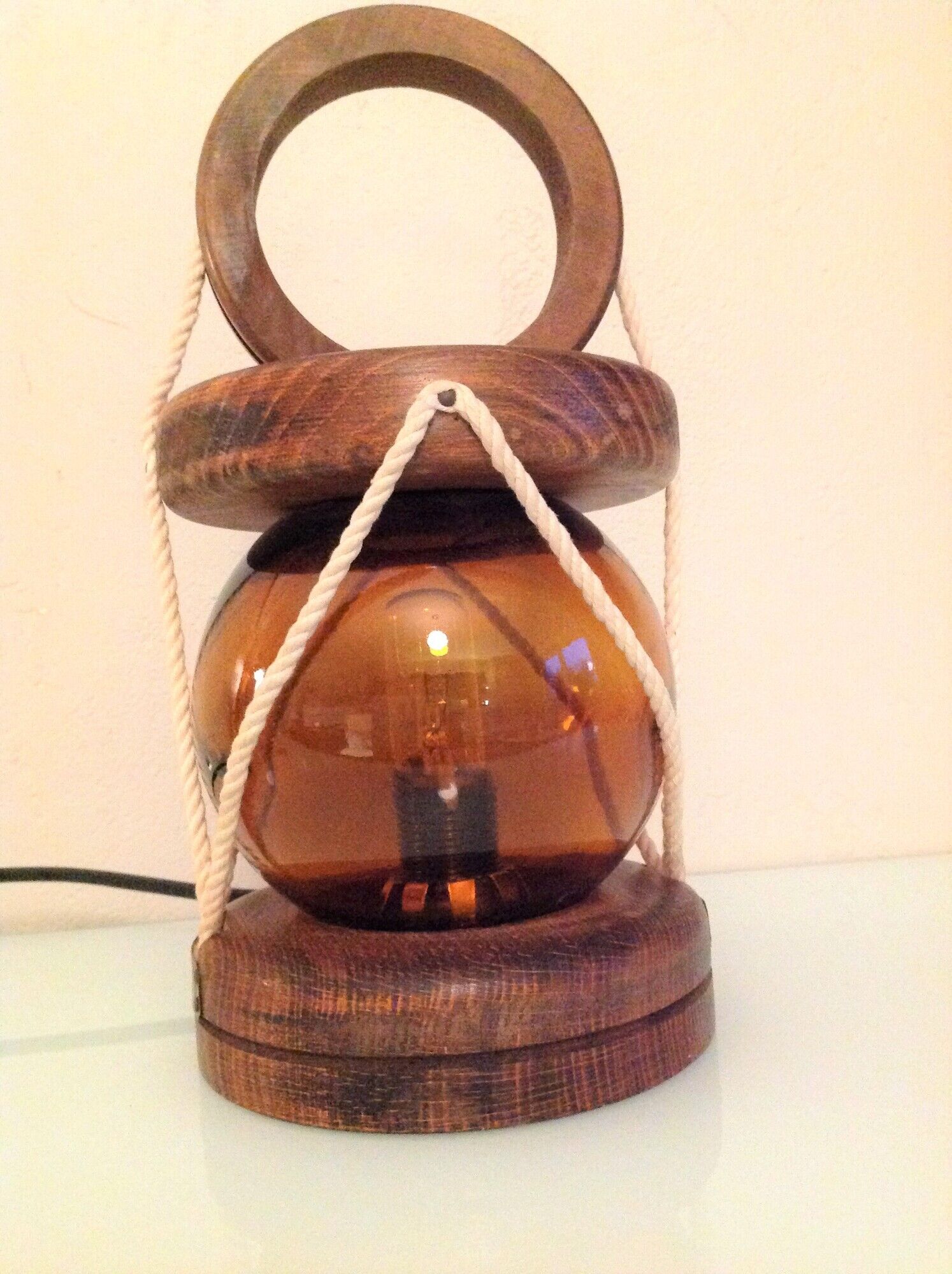 Marine lamp with amber glass globe 60/70s