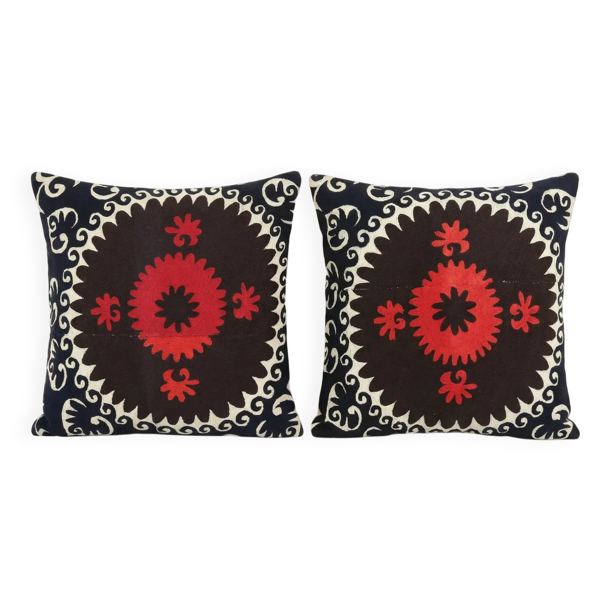 Lot de 2 housses de coussin brodées vintage 61x61 cm