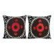 Lot de 2 housses de coussin brodées vintage 61x61 cm