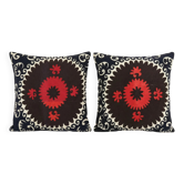 Lot de 2 housses de coussin brodées vintage 61x61 cm