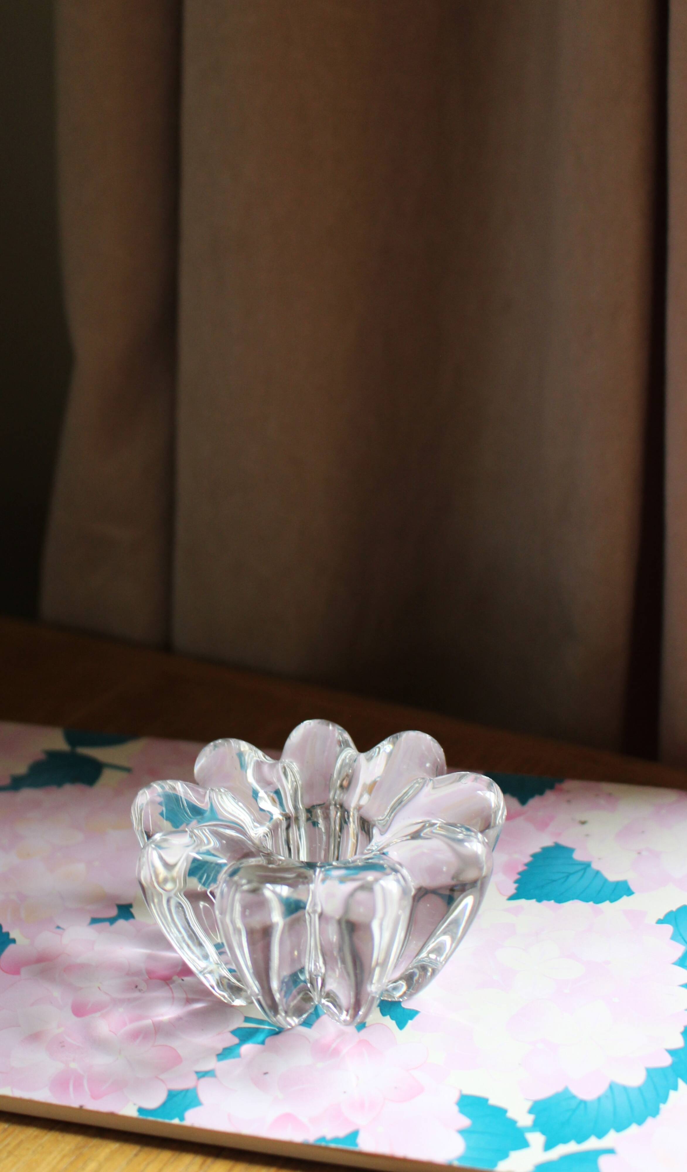 Glass flower candle holder vintage taper candle