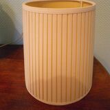 Living room mood lamp, silver metal base, wooden base, pleated lampshade