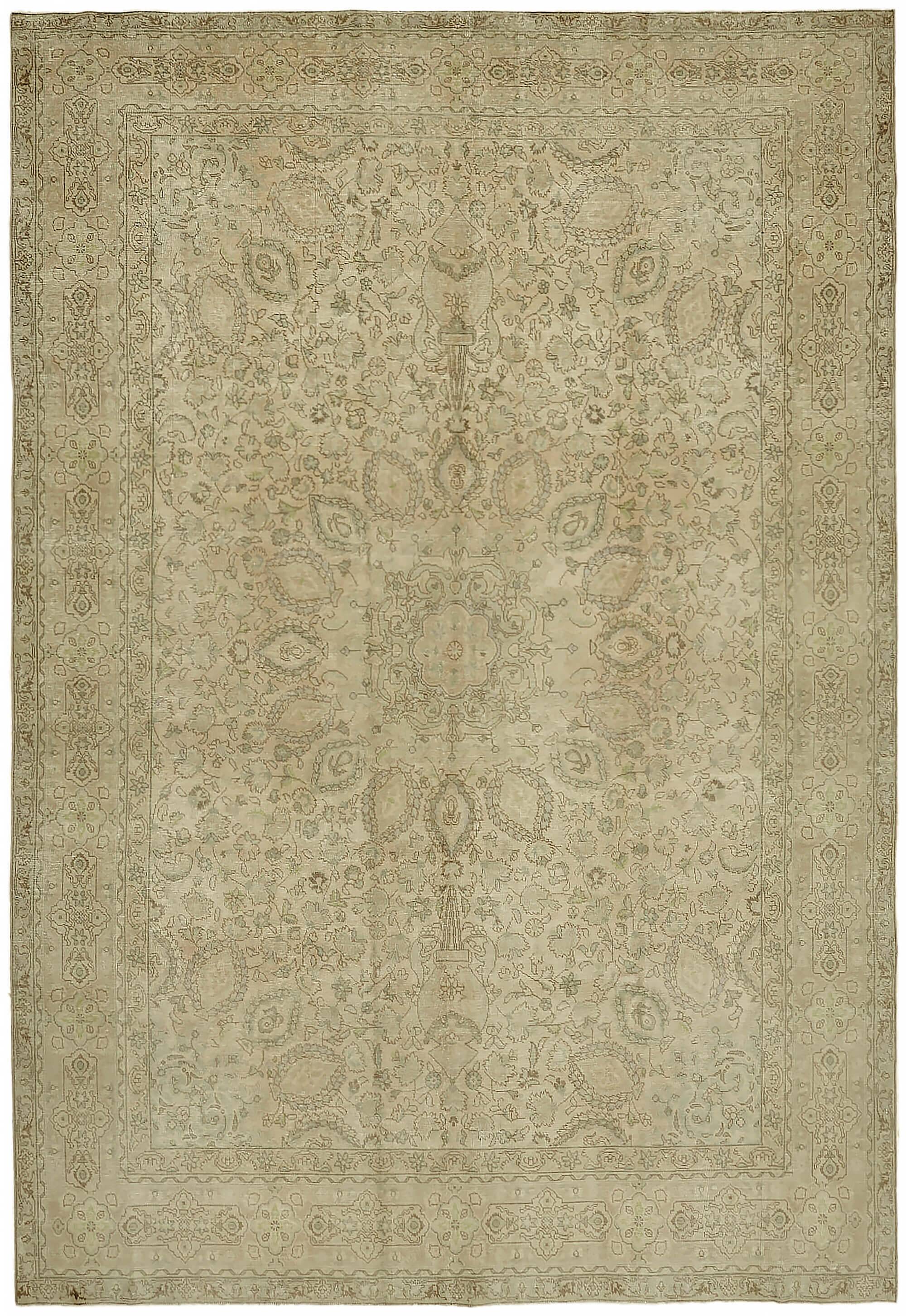 Handmade Oriental Decorative 1980s 245 cm x 349 cm Beige Wool Carpet