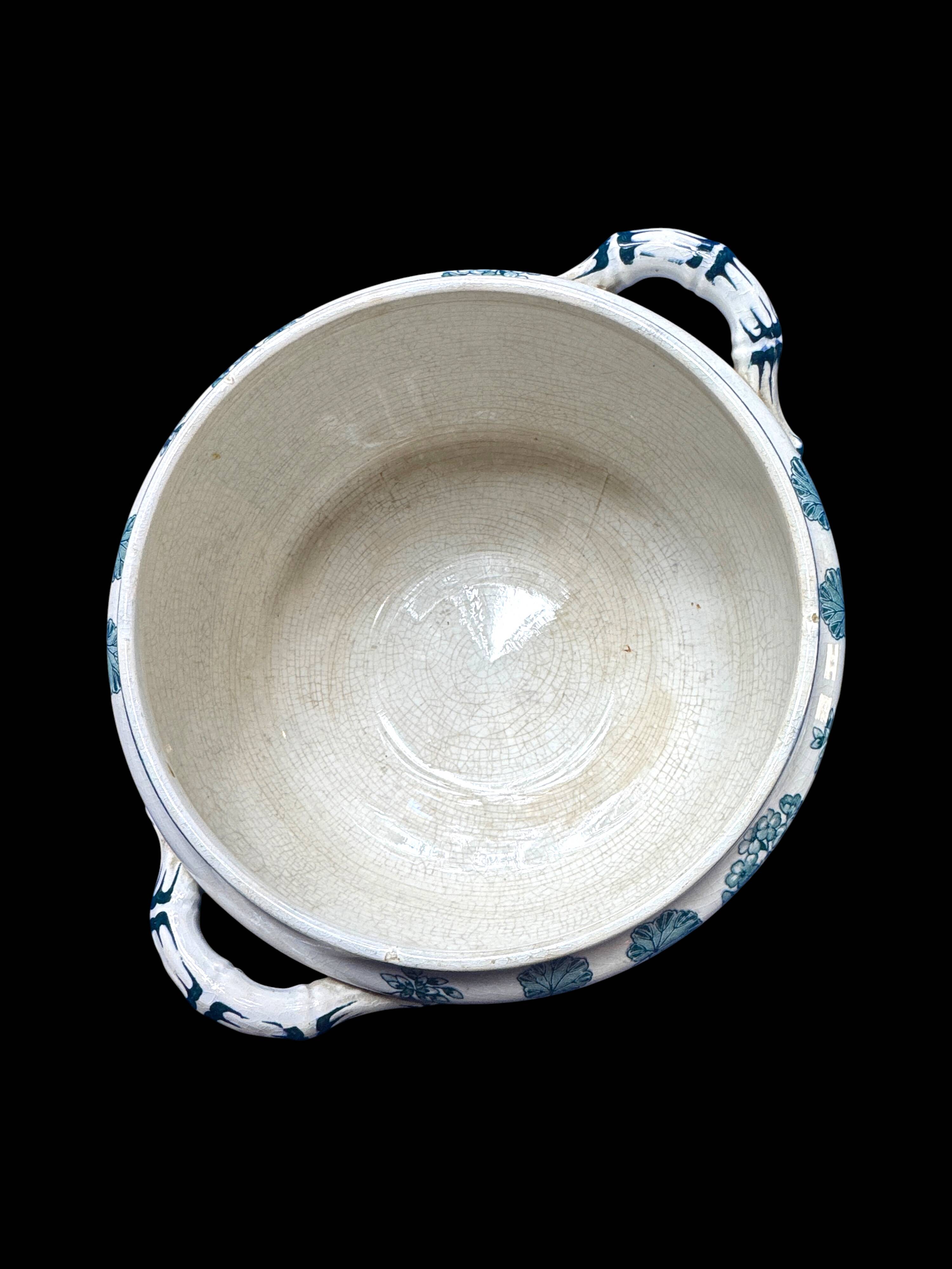 Antique Sarreguemines U&C soup tureen, geranium