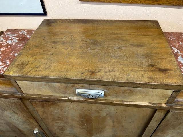 Buffet Art Déco en bois et marbre