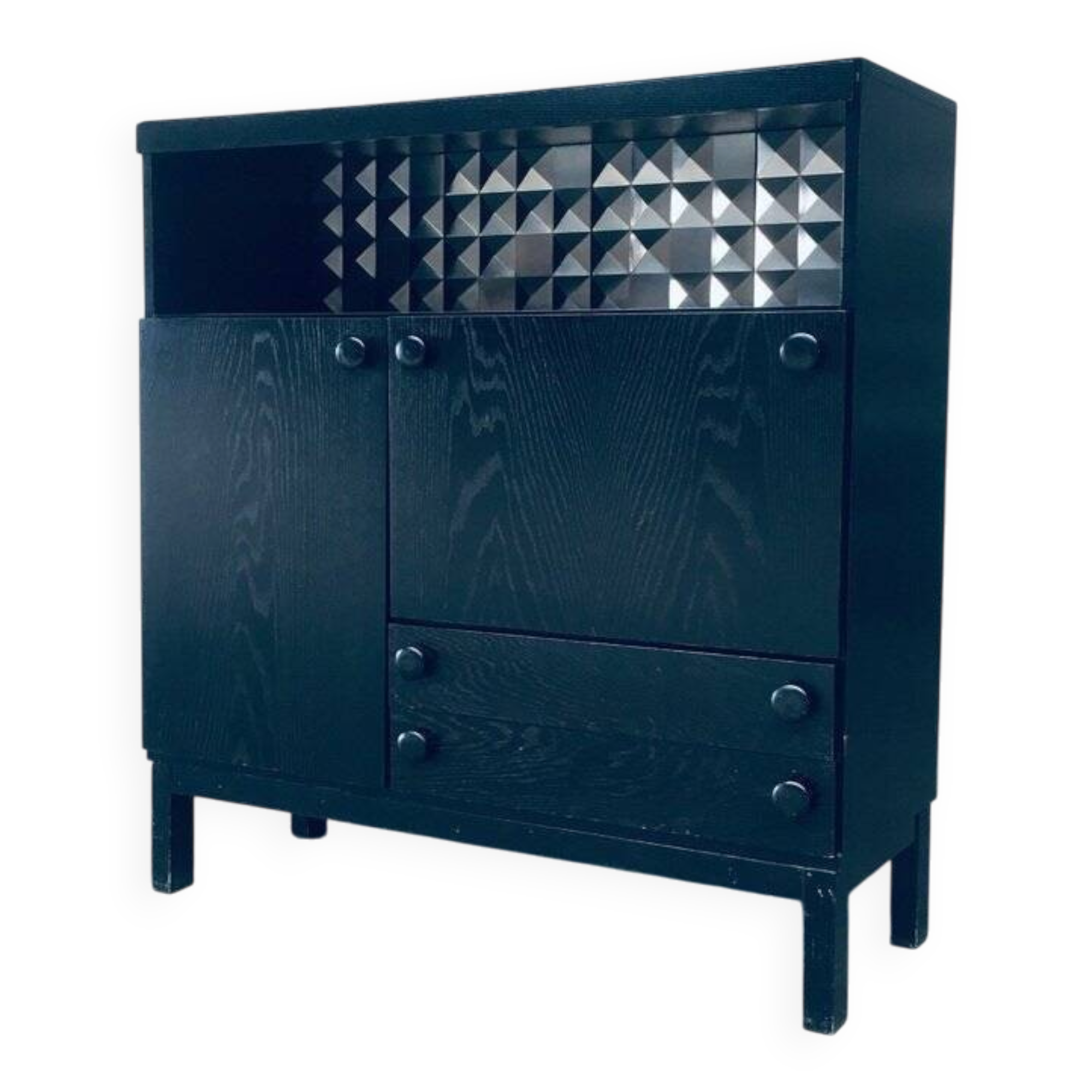 Brutalist Black Ebonised Dry Bar Cabinet, Belgium, 1970s