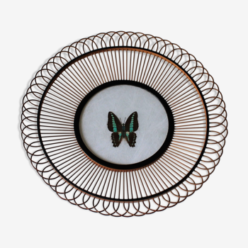 Bamboo wall plate - vintage butterfly