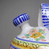 Spanish ceramic water bottle with vintage painted flowers