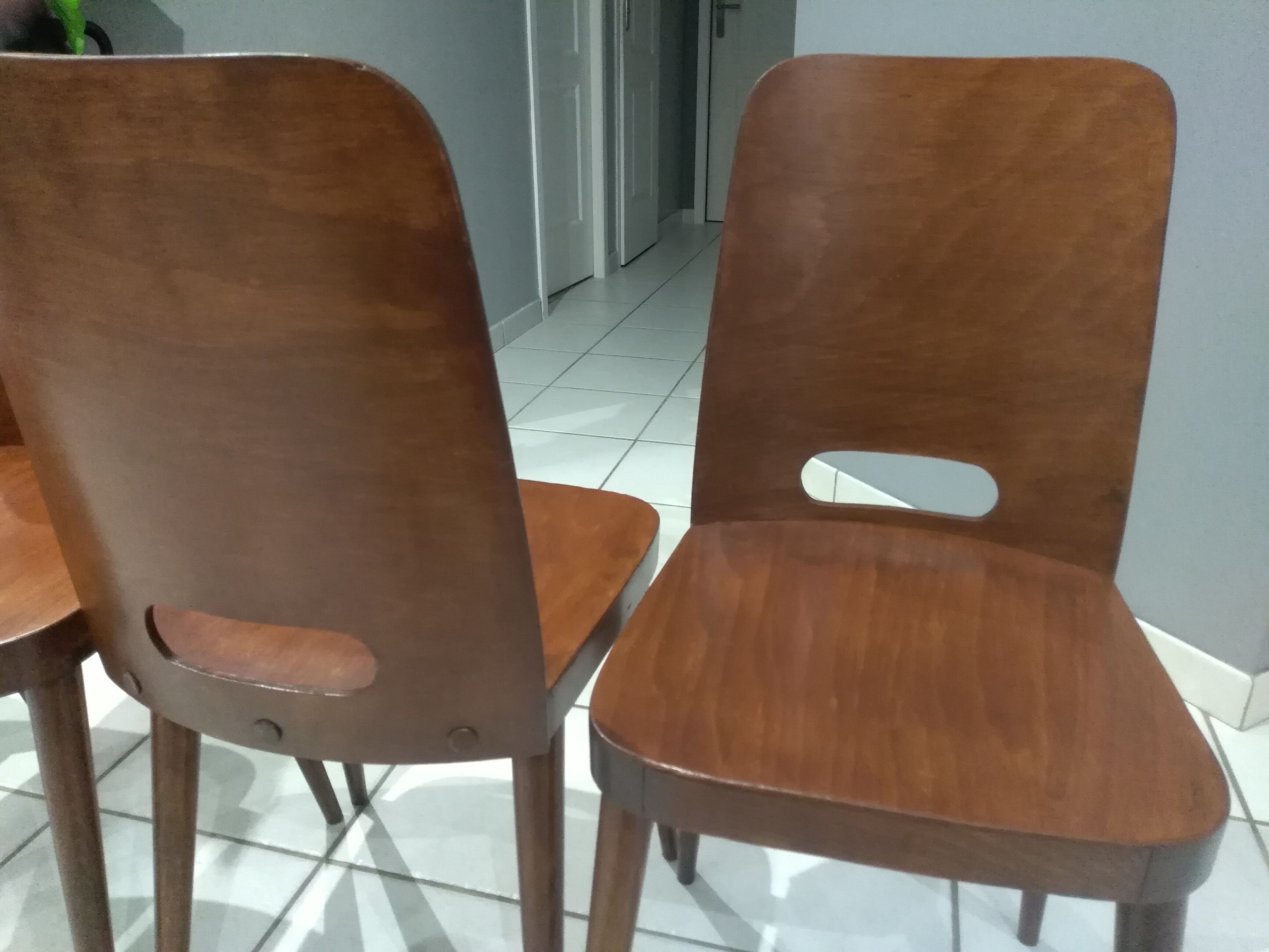 Suite of 4 Chairs by Bistrot Baumann year 1950