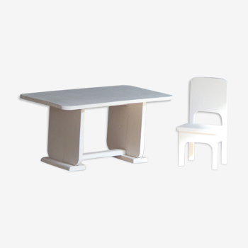 Wooden table and chair for doll