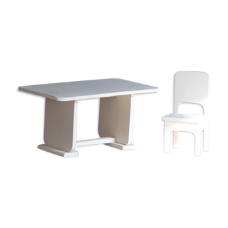 Wooden table and chair for doll