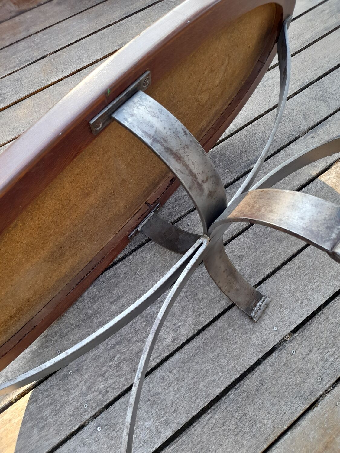 Wood ceramic and metal coffee table by Dan Vallauris 1960