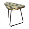 Mid-century garden table with tile mosaic and tripodal steel base