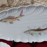 Service à poisson Porcelaine de Sologne 11 assiettes +plat +saucière  parfait état