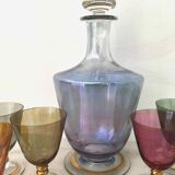 Set of 6 colored glasses and decanter