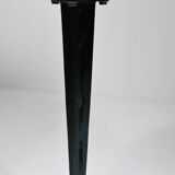 Vintage travertine bistro/dining table with metal base. (B)