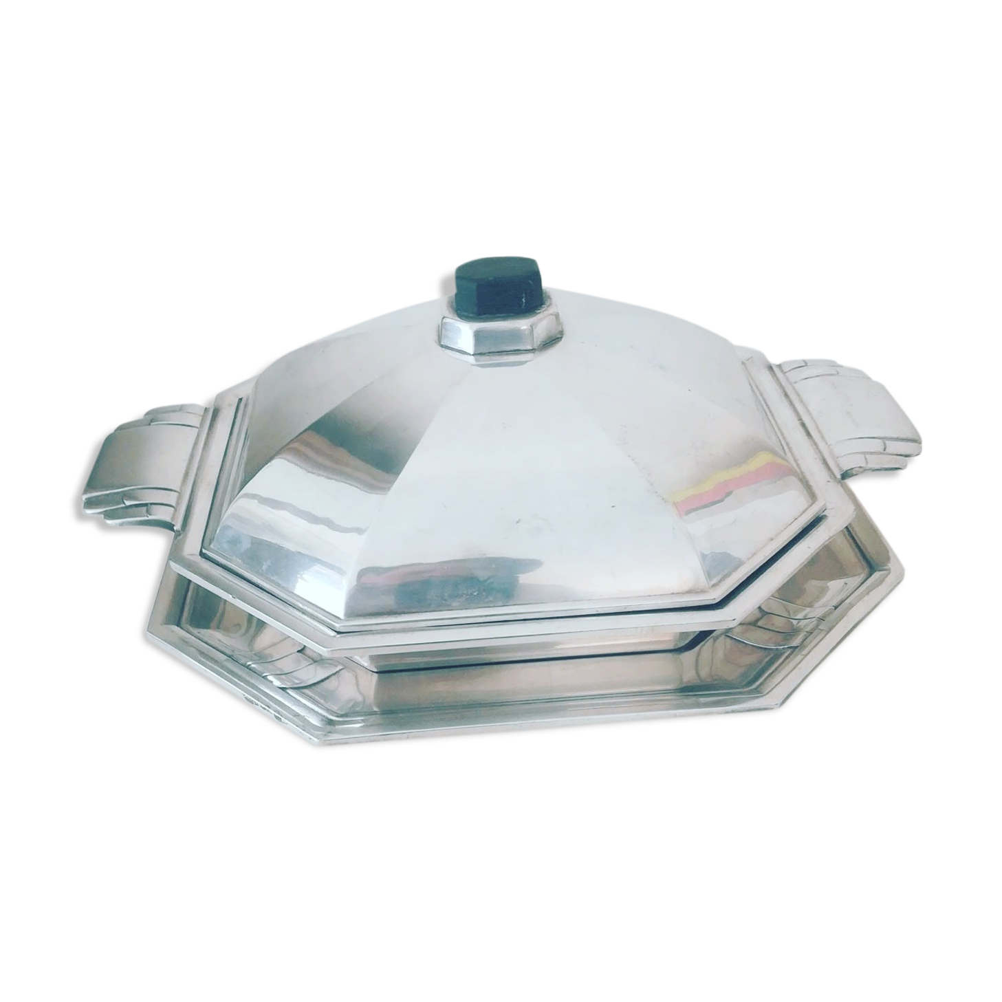 art deco metal silver vases