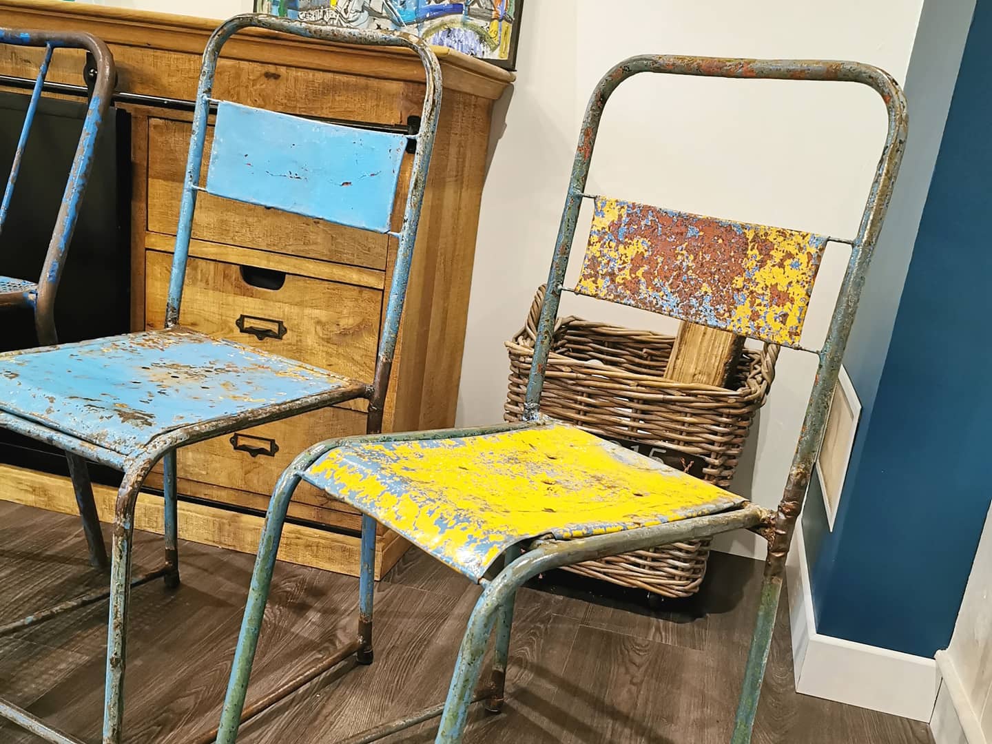 Set of 5 mismatched industrial chairs