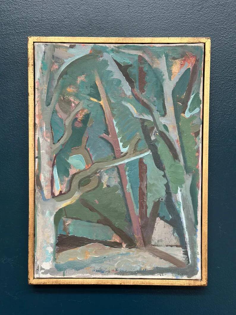 Original Swedish Oil on Canvas – “Forest” by Thure Lindskoog – Signed – Vintage & Framed – 44 × 32 cm (17.3" × 12.6")
