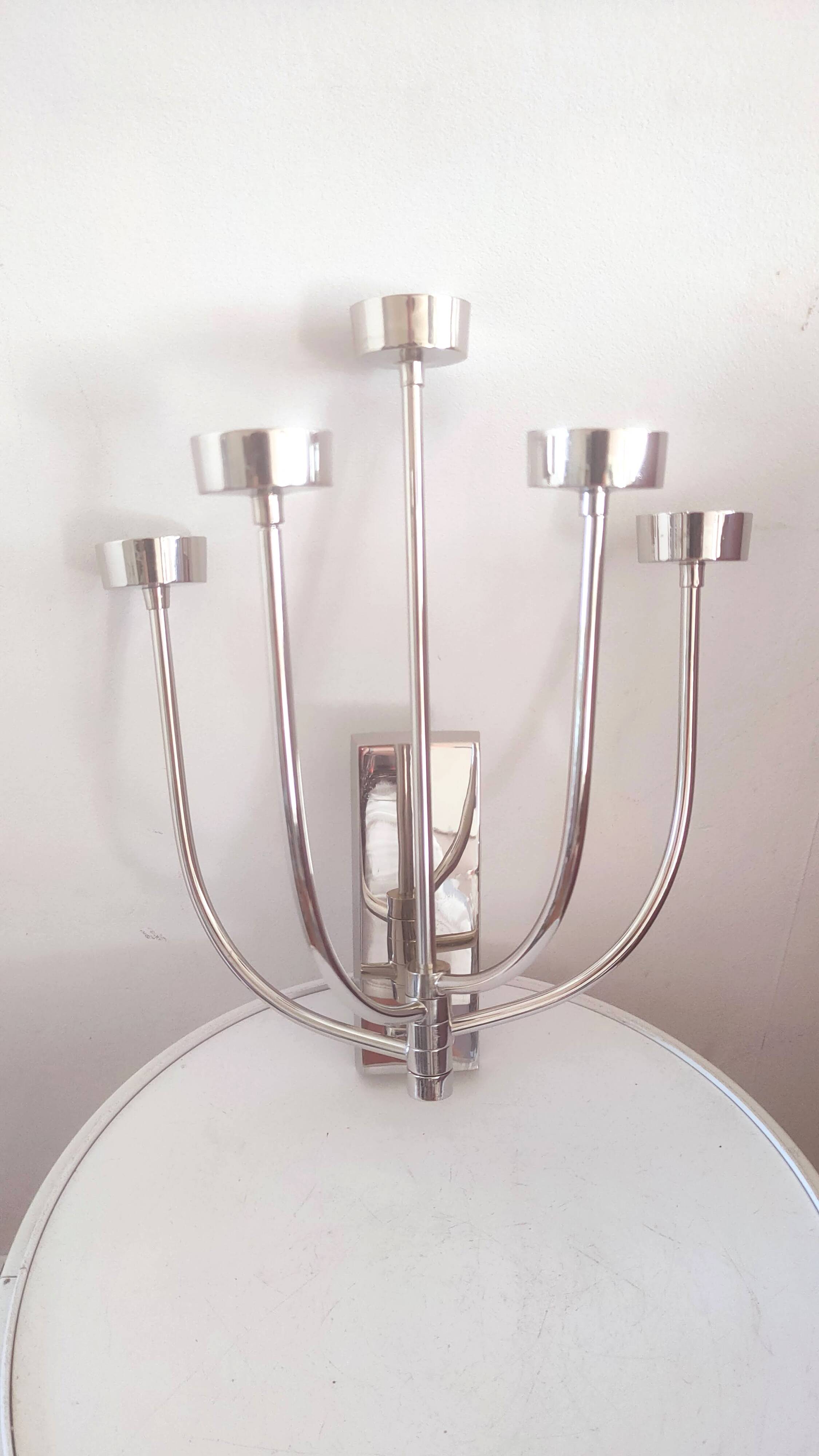 5-branched vintage candle holder wall light, Klein model for Habitat