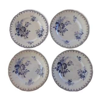4 dessert plates U&C Sarreguemines, Flore model
