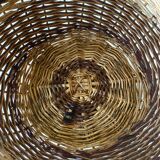 Round two-tone woven wicker basket
