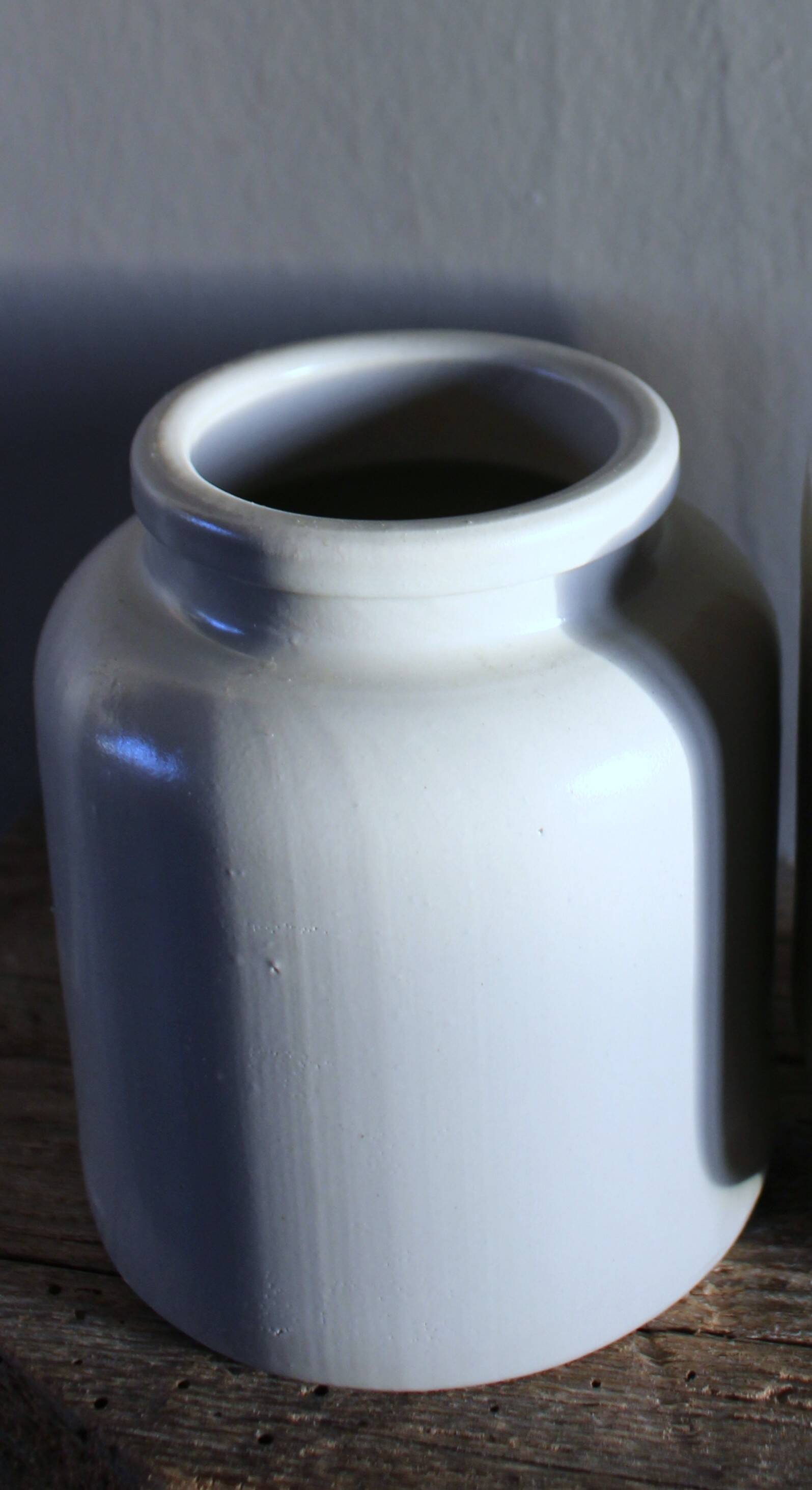 Vintage glazed stoneware vase in greige.