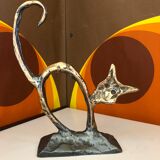 Paper press Bronze sculpture cat signed lohé