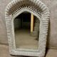 Miroir blanc rotin vintage