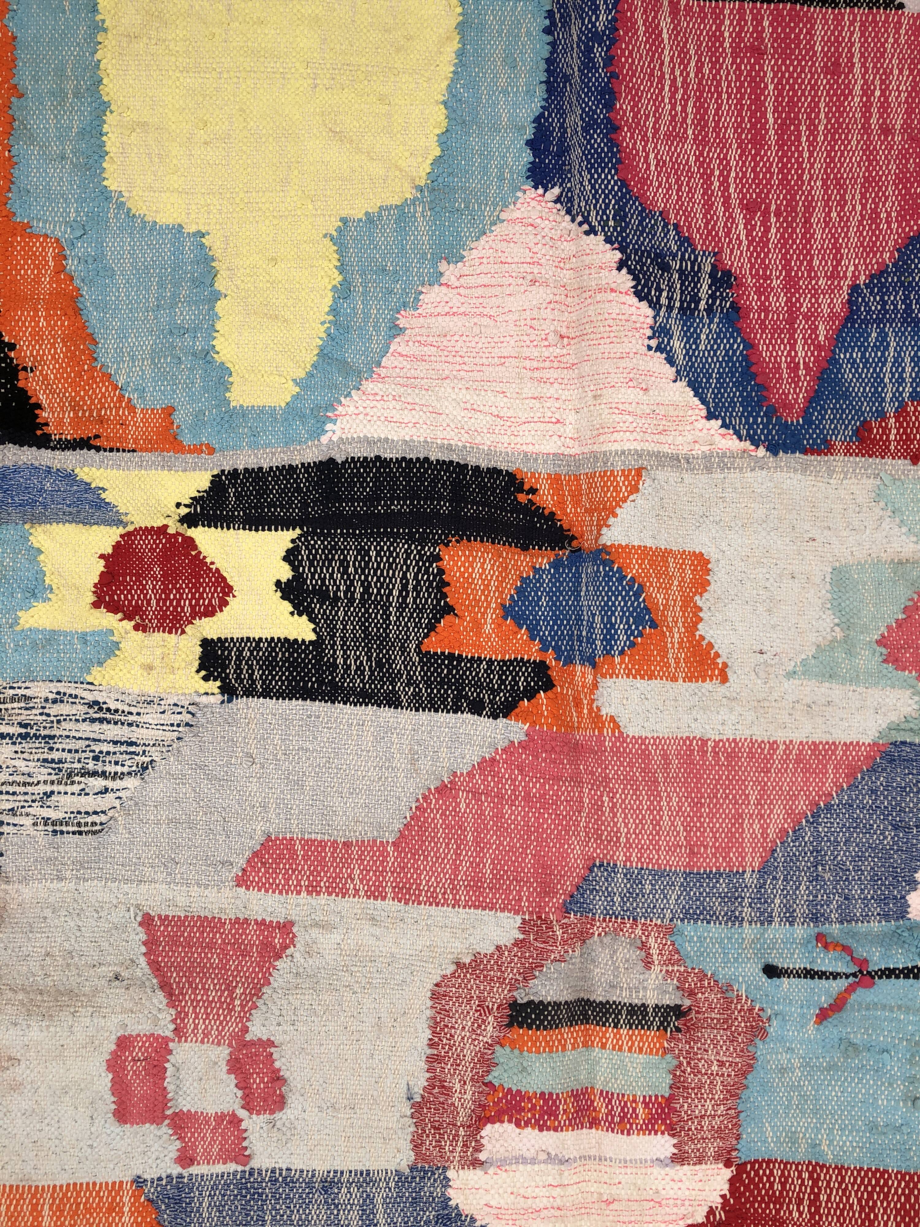Moroccan Berber carpet Kilim Boucherouite Neuf 1, 75x1m