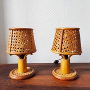 Paire de lampes vintage en rotin