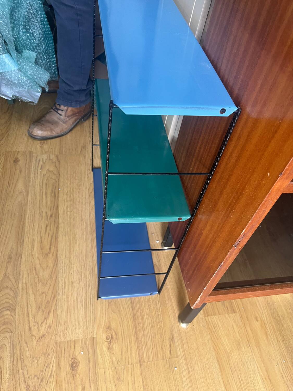 Vintage string metal wall shelf