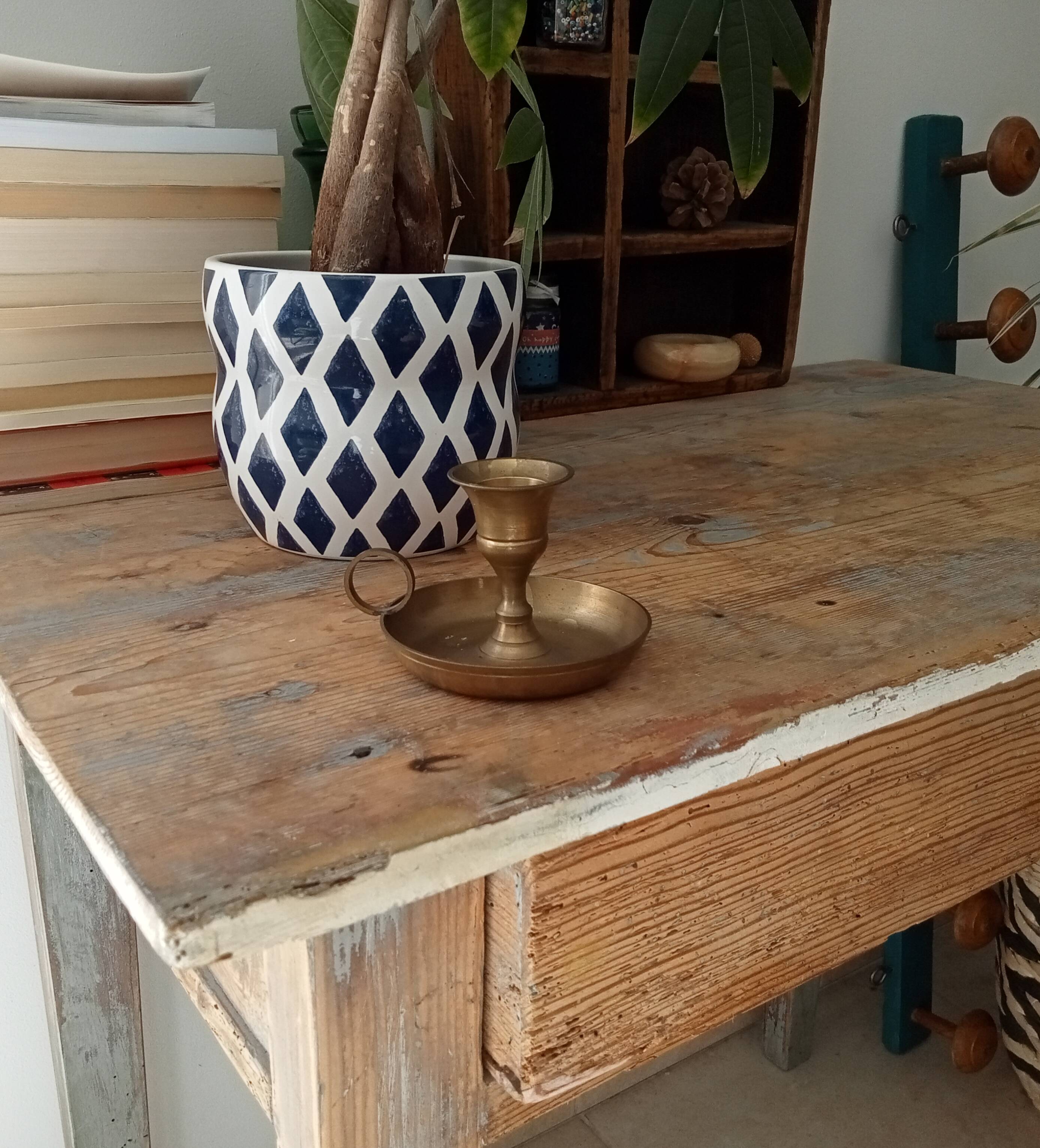 Vintage brass hand candle holder